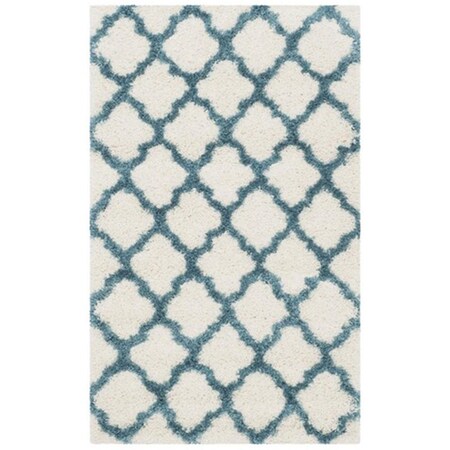 Safavieh Kids Shag Power Loomed Rectangle Rug- Ivory - Blue- 3 x 5 ft. SGK569C-3